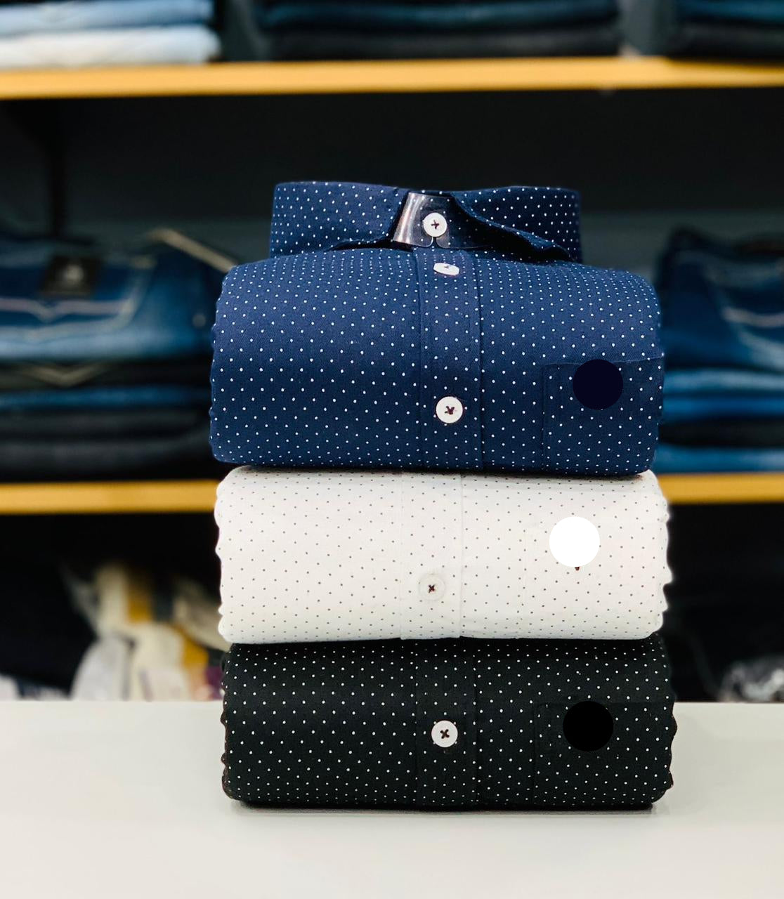 Elevate your wardrobe with this Premium Quality Allen Solly Partywear Dot Shirt , crafted for those who value elegance and comfort. Perfect for weddings, parties, birthdays, and formal functions, this shirt blends timeless style with superior fabric quality and dots on it.